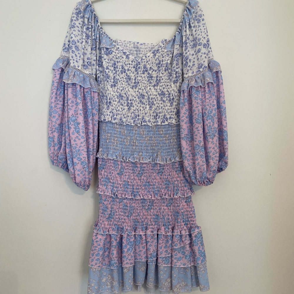 Long Sleeve Floral Smocked Dress